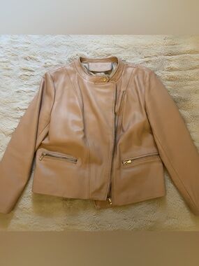 Women's Pink Italian Leather Motorcycle Jacket